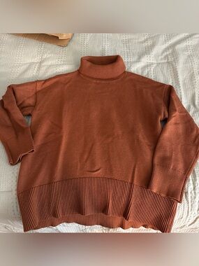 Turtleneck Knit Sweater in Rust